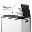Triple Compartment Pedal Bin – Stainless Steel – Silver Black – Soft-Close Lids with Carry Handles