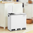 Triple Compartment Pedal Bin – Stainless Steel – White – Soft-Close Lids and Handles, 54L Capacity