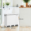 Triple Compartment Pedal Bin – Stainless Steel – White – Soft-Close Lids and Handles, 54L Capacity