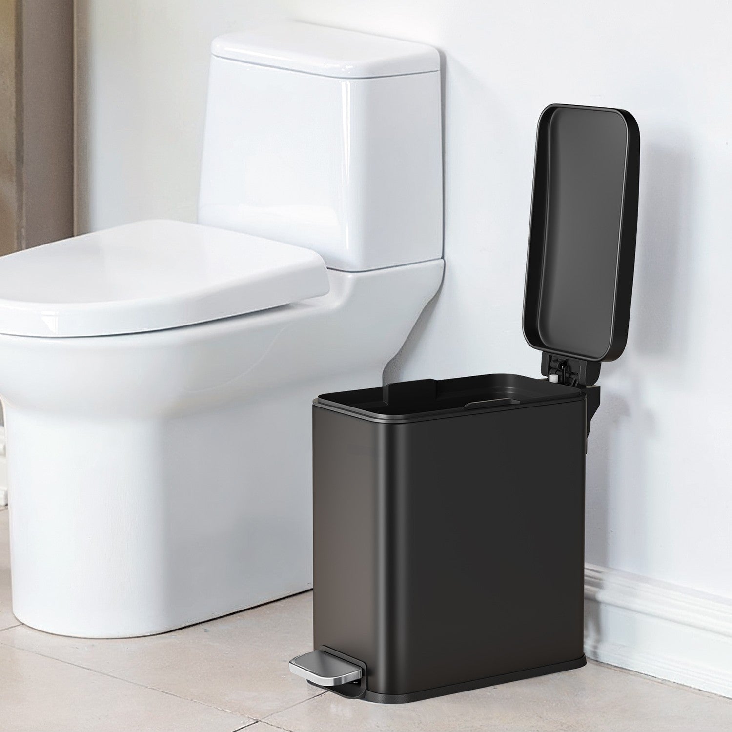 Bathroom Bin – Steel – Grey – Soft Close, 10L Capacity