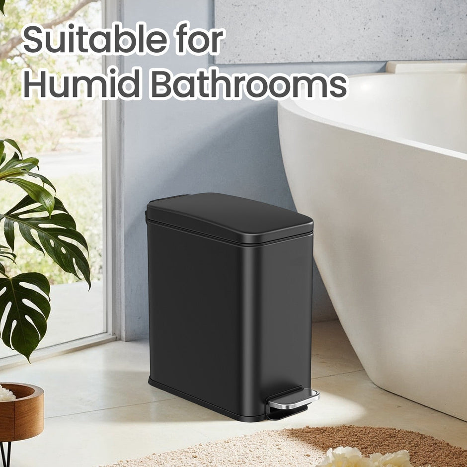Bathroom Bin – Steel – Grey – Soft Close, 10L Capacity