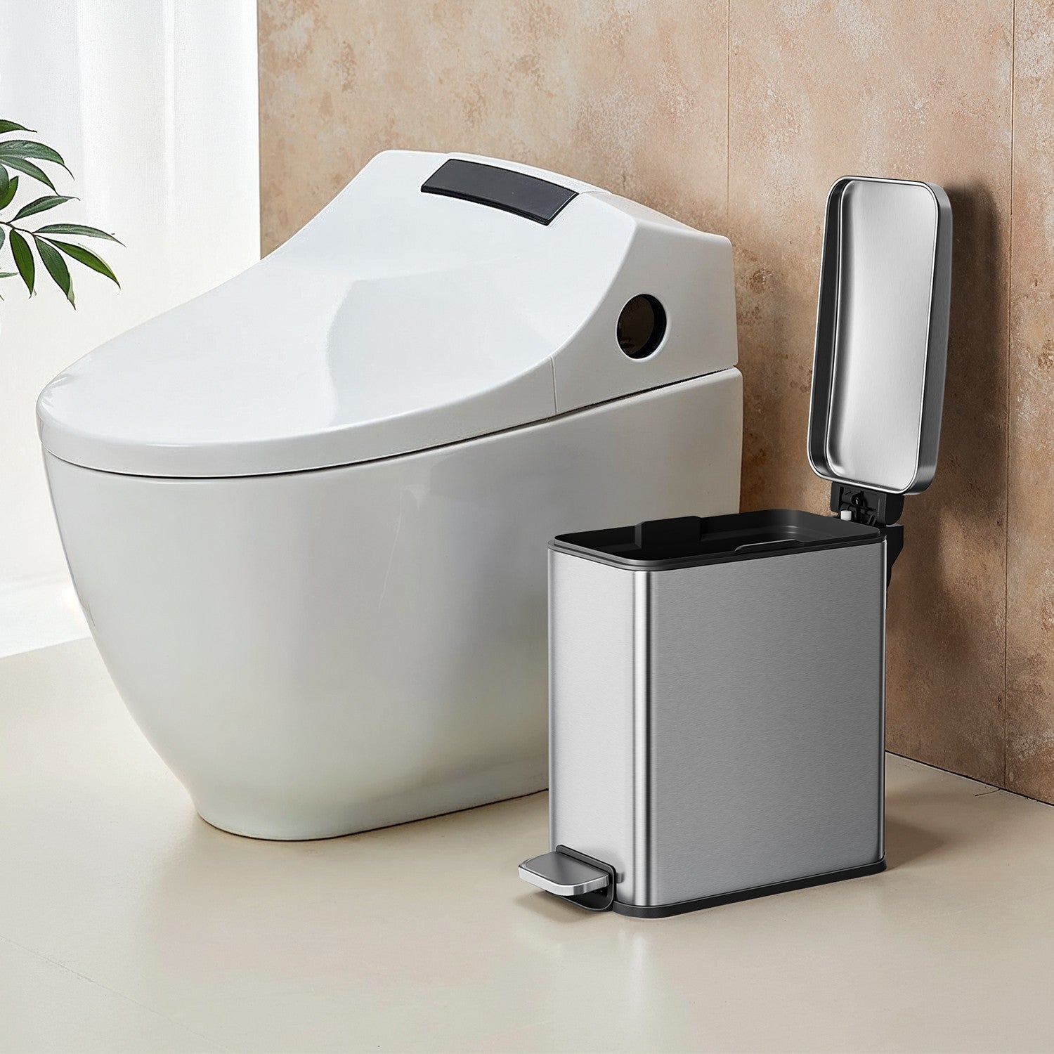 Bathroom Bin – Steel – Grey – Soft Close, 10L Capacity