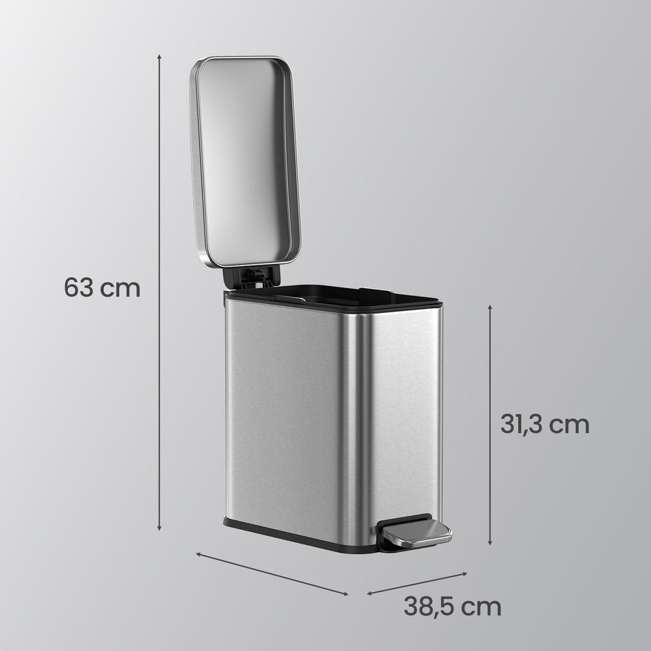 Bathroom Bin – Steel – Grey – Soft Close, 10L Capacity