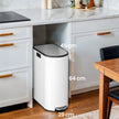 2-Section Recycling Pedal Bin – Metal – White and Silver – Slim Design with Butterfly Lids