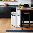 2-Section Recycling Pedal Bin – Metal – White and Silver – Slim Design with Butterfly Lids