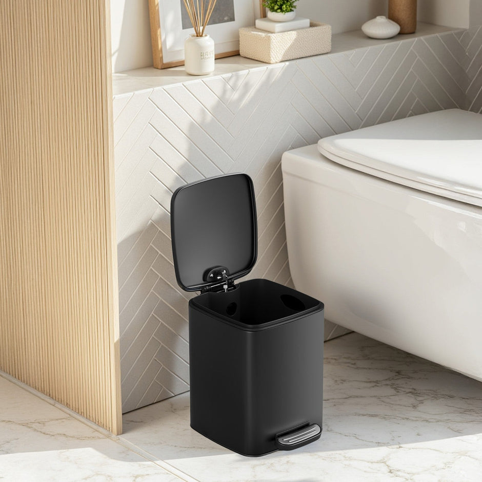 Steel Pedal Trash Bin – 6L – Soft-Close Lid – Ideal for Small Spaces