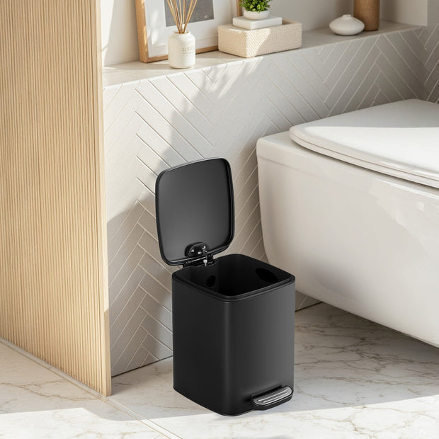 Steel Pedal Trash Bin – 6L – Soft-Close Lid – Ideal for Small Spaces