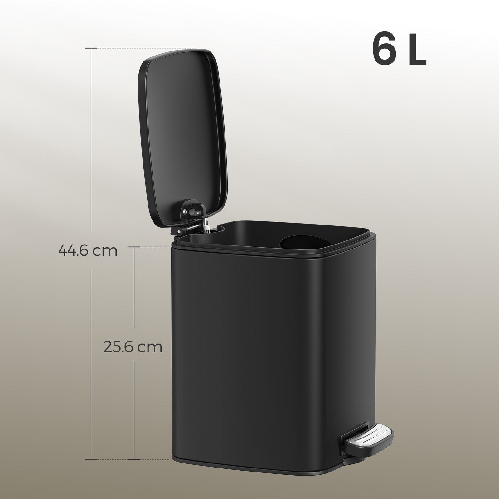 Steel Pedal Trash Bin – 6L – Soft-Close Lid – Ideal for Small Spaces