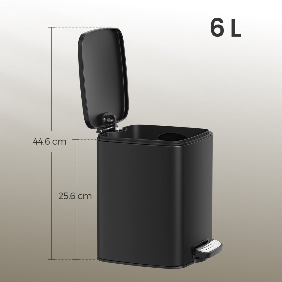 Steel Pedal Trash Bin – 6L – Soft-Close Lid – Ideal for Small Spaces