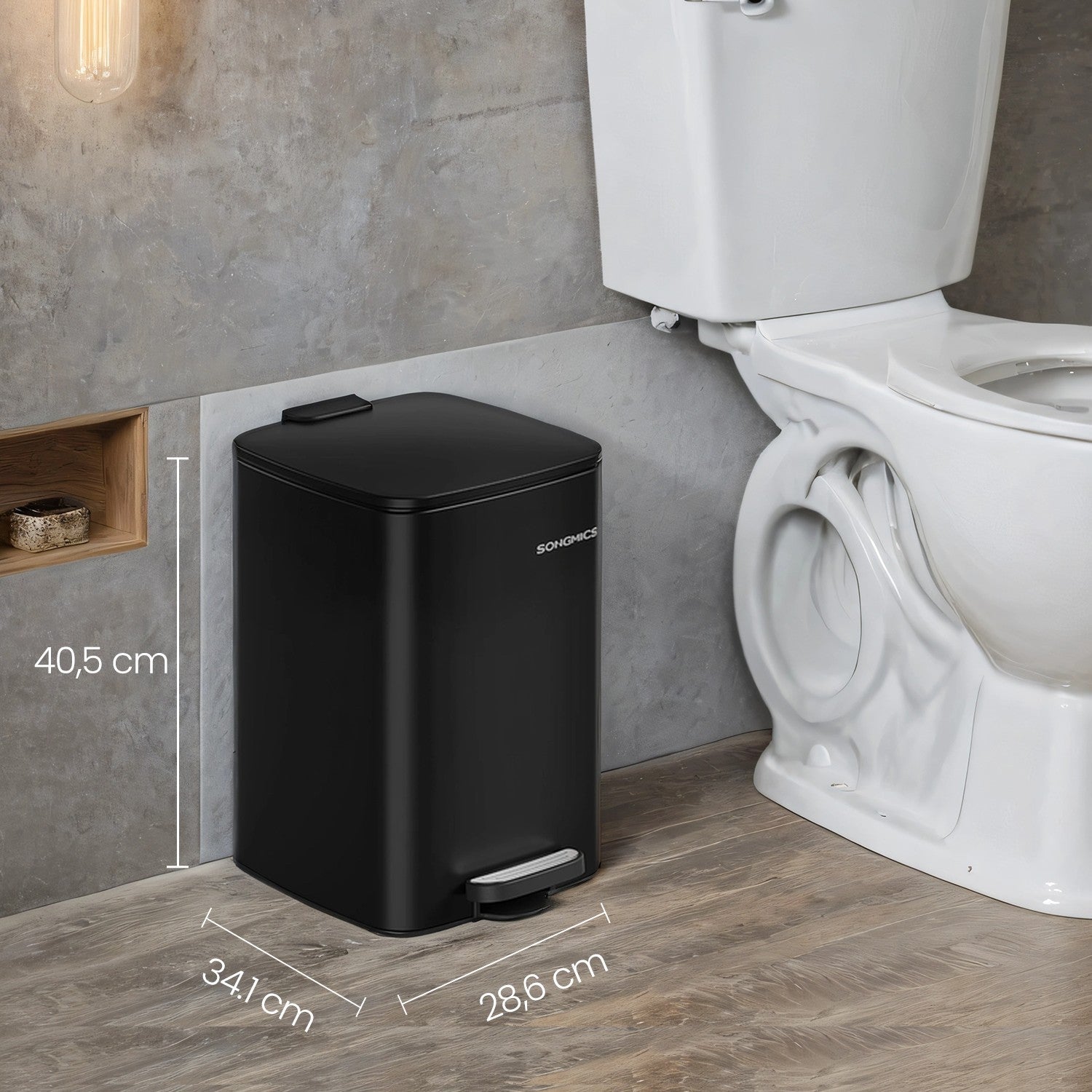 Trash Can – Stainless Steel – Metallic Silver – 20L Capacity with Soft Close and Stay Open Feature