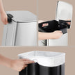 Trash Can – Stainless Steel – Metallic Silver – 20L Capacity with Soft Close and Stay Open Feature