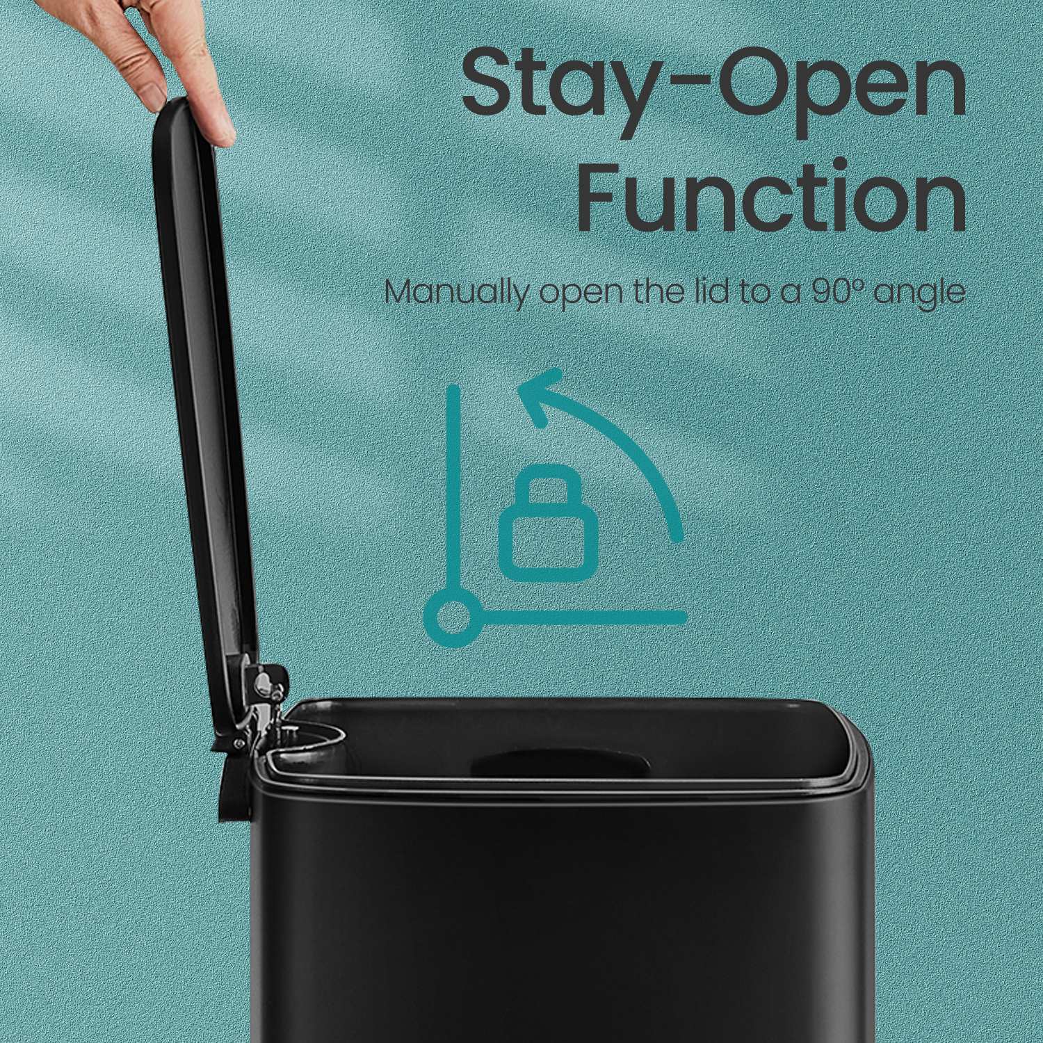 Pedal Waste Bin – Stainless Steel – Black – 30 L Capacity with Soft Close and Stays Open Feature