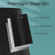 Pedal Waste Bin – Stainless Steel – Black – 30 L Capacity with Soft Close and Stays Open Feature
