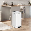 Pedal Waste Bin – Stainless Steel – White – Soft Close with Inner Bucket and Stays Open Feature