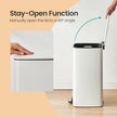 Pedal Waste Bin – Stainless Steel – White – Soft Close with Inner Bucket and Stays Open Feature