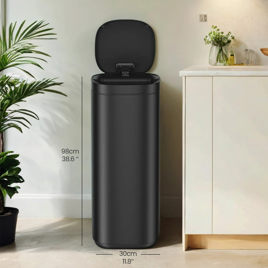 Motion Sensor Trash Can – Stainless Steel – Silver – 50L Capacity with Ozone Odour Control