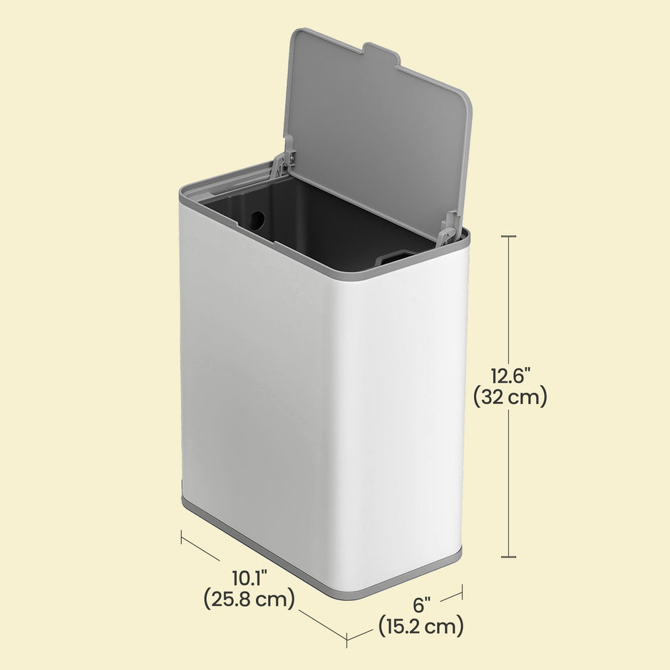 Steel Compost Bin – Stainless Steel – Silver – 8L Capacity, Wall-Mounted or Cabinet Door Hanging