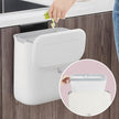 Hanging Trash Can – Plastic – White – Wall Mounted with Lid, Ideal for Kitchen and Bathroom