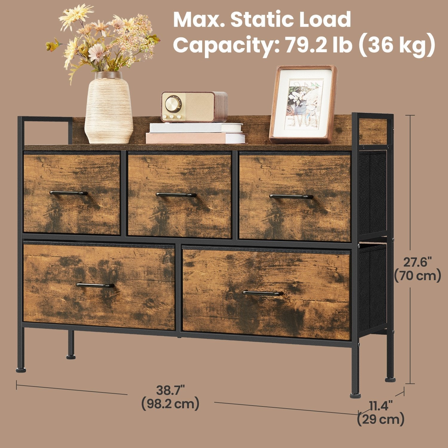 Chest of Drawers – Metal – Dove Grey and Cloud White – 7-Drawer Modern Dresser