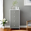 Dresser – Fabric and Metal – Light Grey and White – Slim Design with 4 Drawers