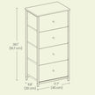 Dresser – Fabric and Metal – Light Grey and White – Slim Design with 4 Drawers