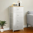 Dresser – Fabric and Metal – Light Grey and White – Slim Design with 4 Drawers