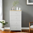 Dresser – Fabric and Metal – Light Grey and White – Slim Design with 4 Drawers