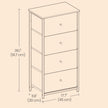 Dresser – Fabric and Metal – Light Grey and White – Slim Design with 4 Drawers