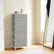 Chest of Drawers – Fabric – Light Grey and White – Tall and Slim Design with 5 Storage Drawers