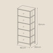 Chest of Drawers – Fabric – Light Grey and White – Tall and Slim Design with 5 Storage Drawers