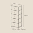Storage Cabinet – Metal Frame and Fabric – Light Grey and White – Tall Slim Design with 5 Drawers
