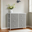 Dresser – Fabric and Wood – Rustic Brown and Black – 6-Drawer Storage Unit with Metal Frame
