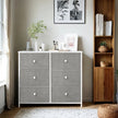 Dresser – Fabric and Wood – Rustic Brown and Black – 6-Drawer Storage Unit with Metal Frame