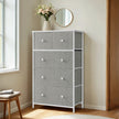 5-Drawer Dresser – Steel and Fabric – Rustic Brown and Black – Industrial Style