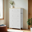 5-Drawer Dresser – Steel and Fabric – Rustic Brown and Black – Industrial Style