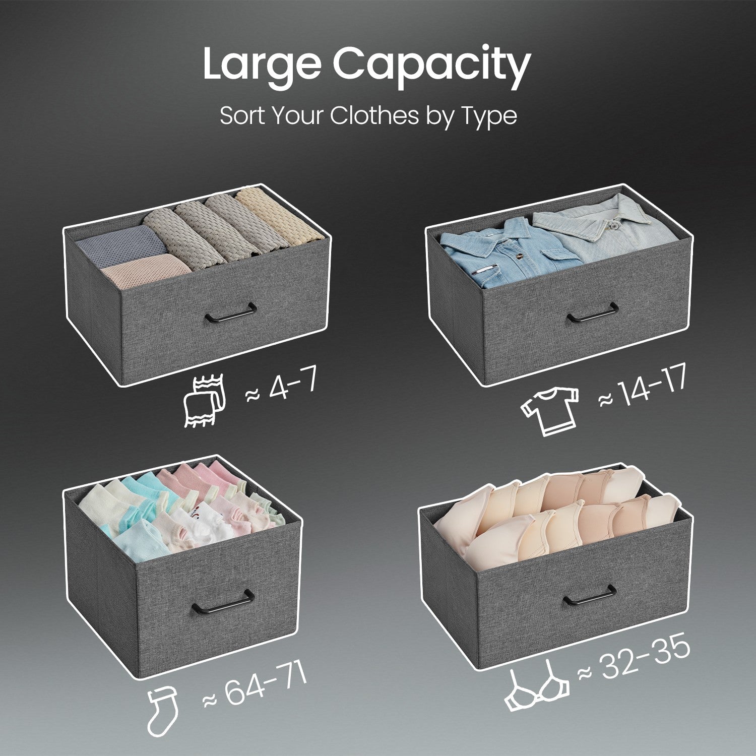 Dresser Cabinet – Fabric and Metal – Dove Grey and Cloud White – 7 Drawer Storage Organizer