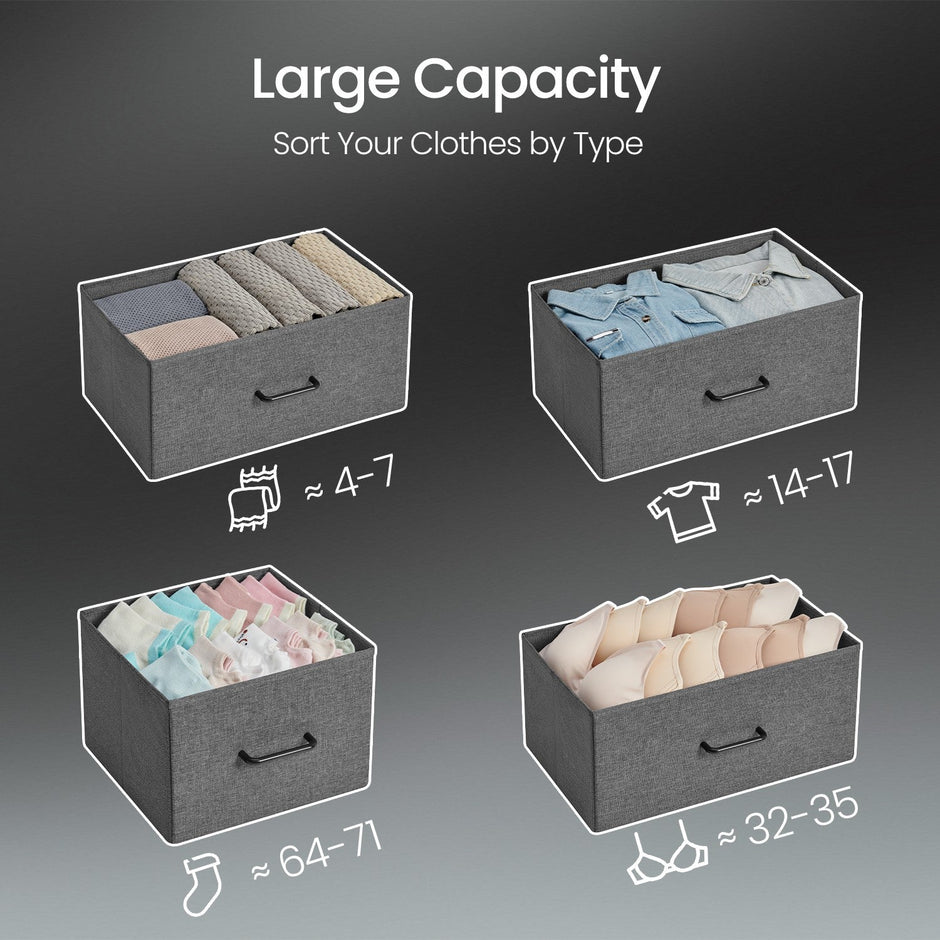 Dresser Cabinet – Fabric and Metal – Dove Grey and Cloud White – 7 Drawer Storage Organizer