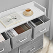 Dresser Cabinet – Metal Frame – Dove Grey and Cloud White – 7 Fabric Drawers