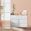 Dresser Cabinet – Metal Frame – Dove Grey and Cloud White – 7 Fabric Drawers