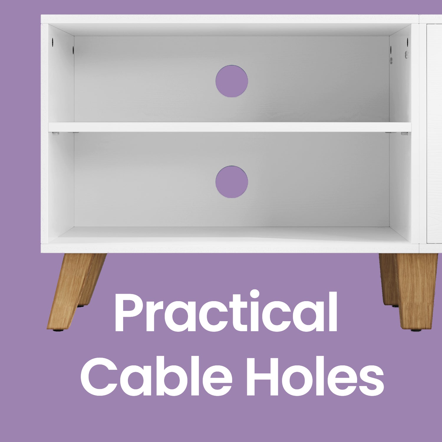 TV Cabinet – Wood – Straw Yellow and Cream White – 140 cm Long, Accommodates TVs up to 60 Inches with 2 Doors