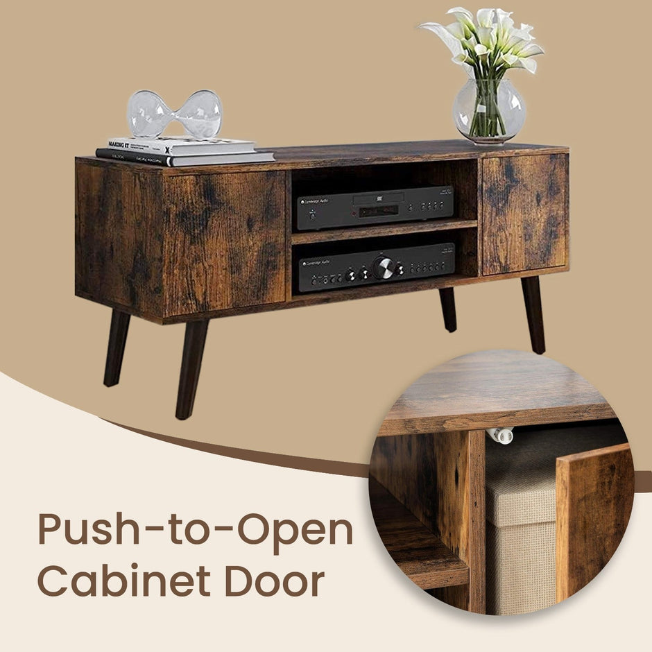 Retro TV Stand – Engineered Wood – Brown – Mid-Century Modern Design for TVs up to 43 Inches