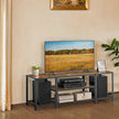 TV Stand – Wood and Metal – Rustic Brown and Black – 3-Tier Entertainment Console for Living Room