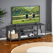 TV Stand – Wood and Metal – Rustic Brown and Black – 3-Tier Entertainment Console for Living Room