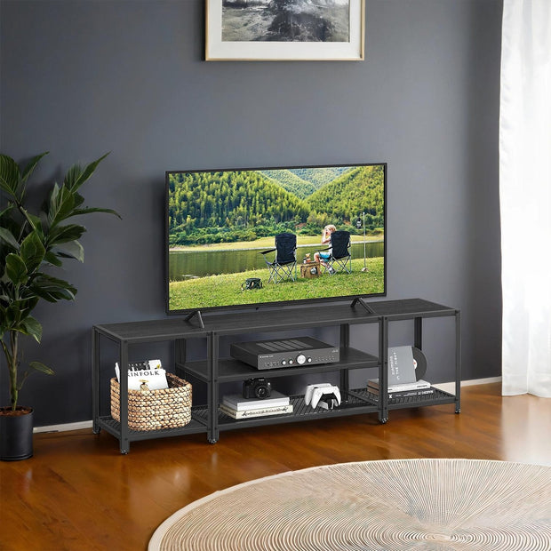 TV Stand – Engineered Wood – Industrial Style – 3-Tier Entertainment Center for TVs up to 75 Inches