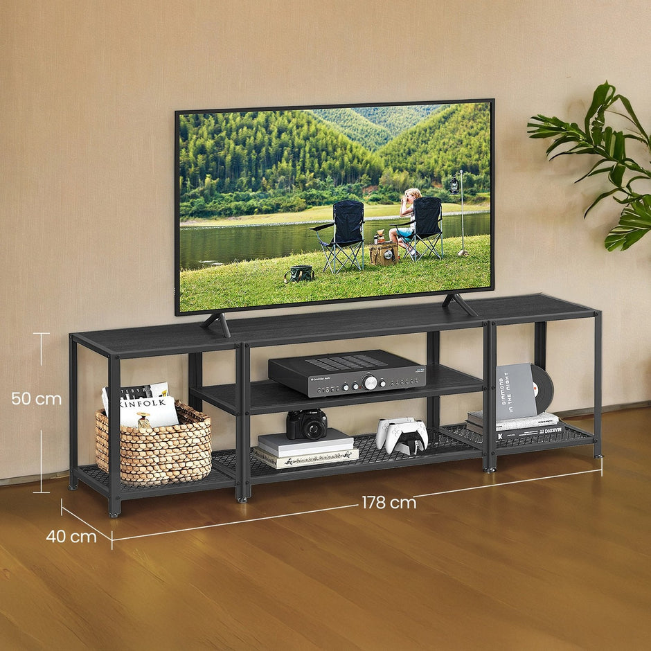 TV Stand – Engineered Wood – Industrial Style – 3-Tier Entertainment Center for TVs up to 75 Inches