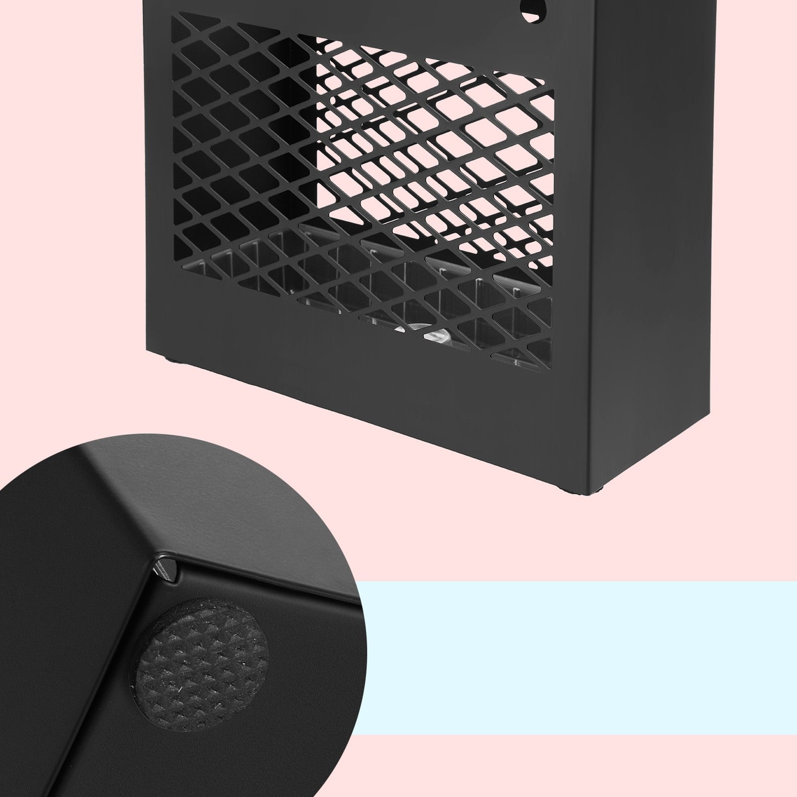 Umbrella Stand – Metal – Black – Rectangular with Removable Drip Tray and 4 Hooks