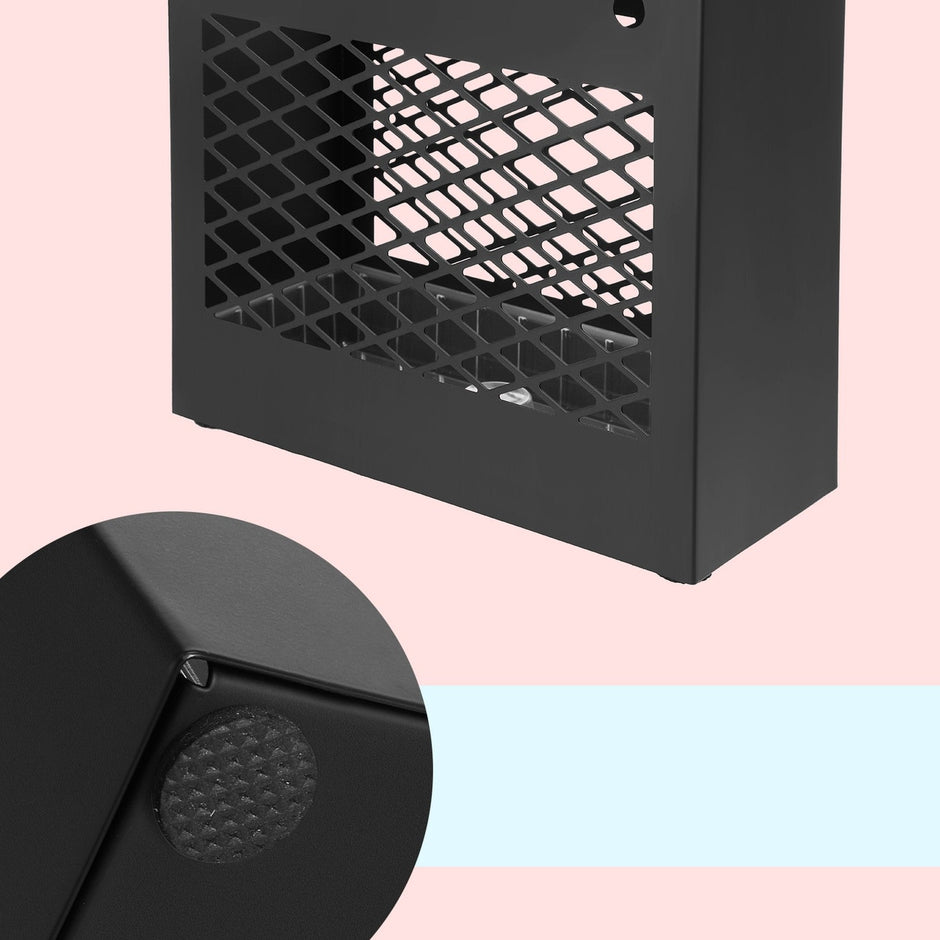 Umbrella Stand – Metal – Black – Rectangular with Removable Drip Tray and 4 Hooks