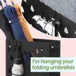 Umbrella Stand – Metal – Black – Rectangular with Removable Drip Tray and 4 Hooks