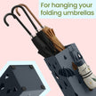 Umbrella Stand – Metal – Anthracite Grey – Square Design with Drip Tray and Hooks