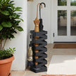 Umbrella Stand – Metal – White – Square with 4 Hooks and Removable Water Tray